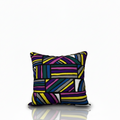 HD Decor Good Vibes standard decorative pillowcase featuring a vibrant geometric pattern in purple, yellow, and blue.